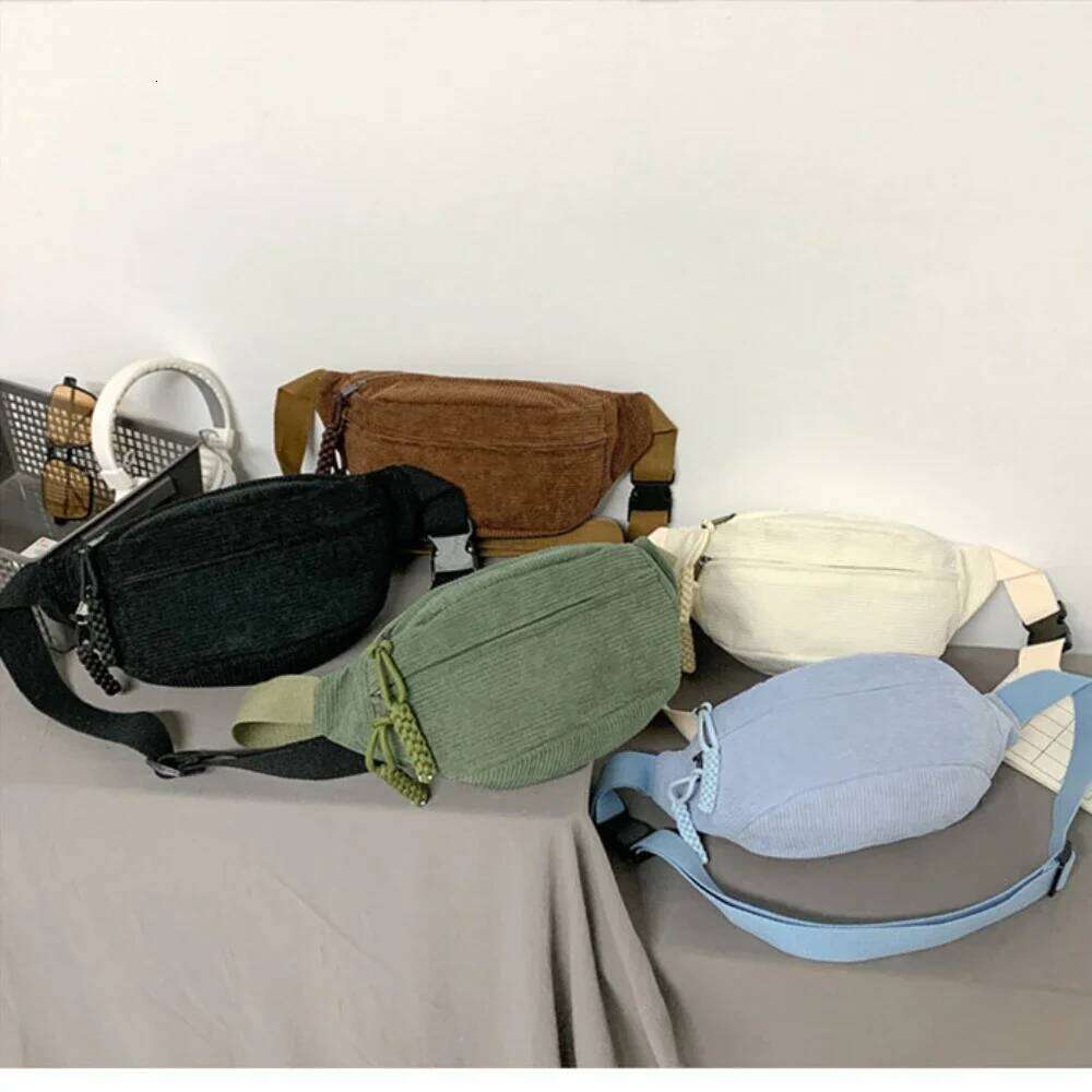 Women Large Capacity Corduroy Fanny Pack Street Style Chest Fashion Shoulder Crossbody Bags Casual Waist Belt Bag
