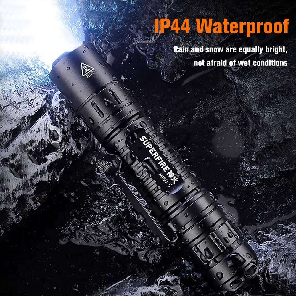 SUPERFIRE MI80-S LED Tactical Flashlight 1100Lumen EDC Torch 15W Powerful 18650 Portable Flash Light Fishing Camping Lantern H260131