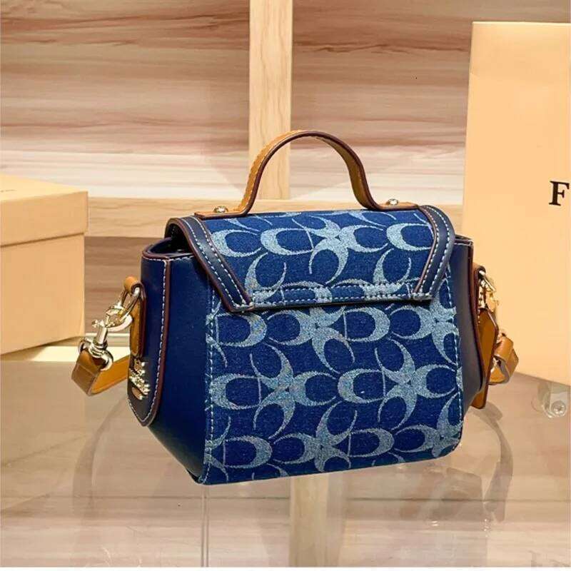Ladies' handbag, light luxury retro denim canvas fashionable single-shoulder crossbody bag, 2025 new high-end color-matchi