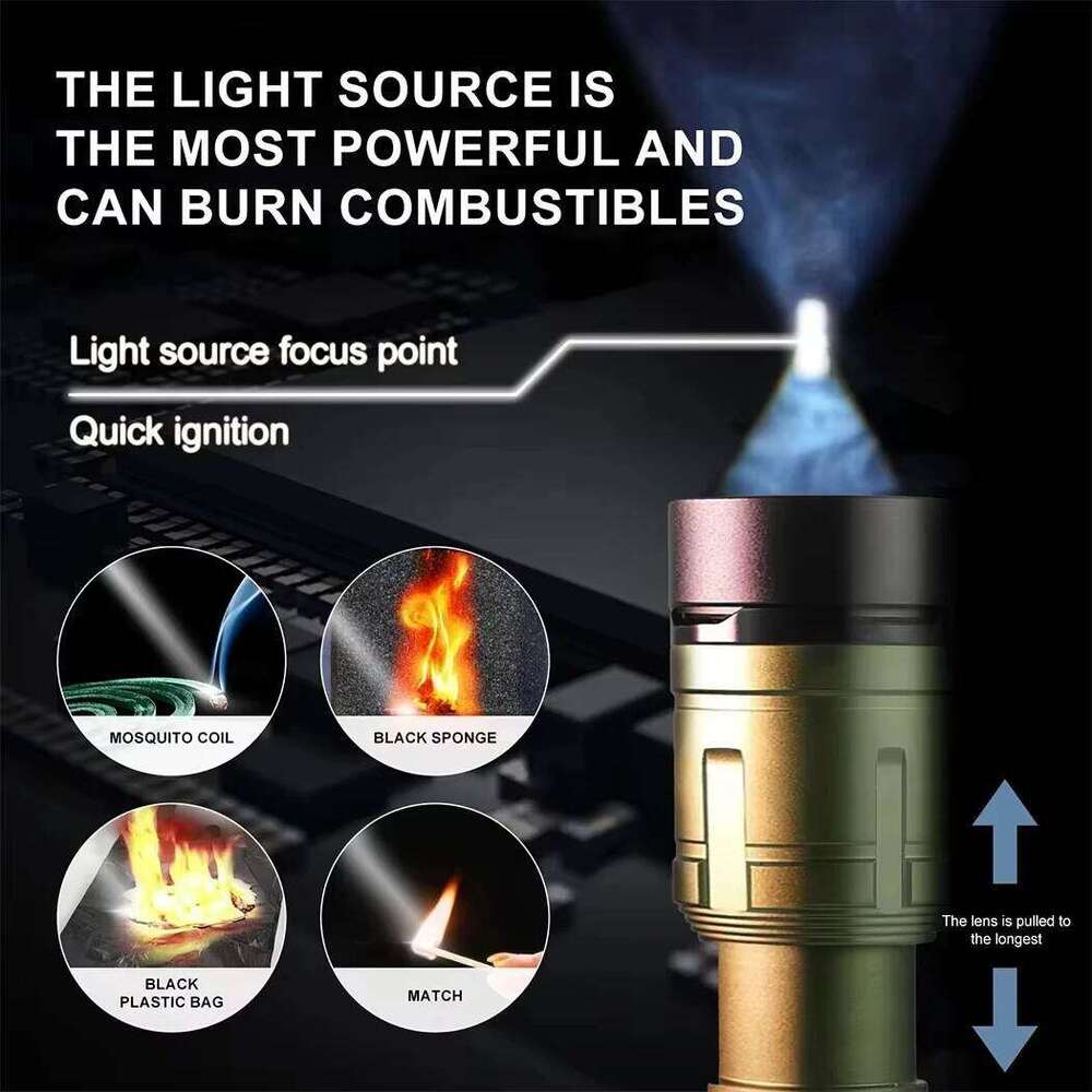 Ultra Powerful Concentrating Ignition Flashlight Waterproof Military Tactical Lamp Outdoor Camping Adventure Torch H260131