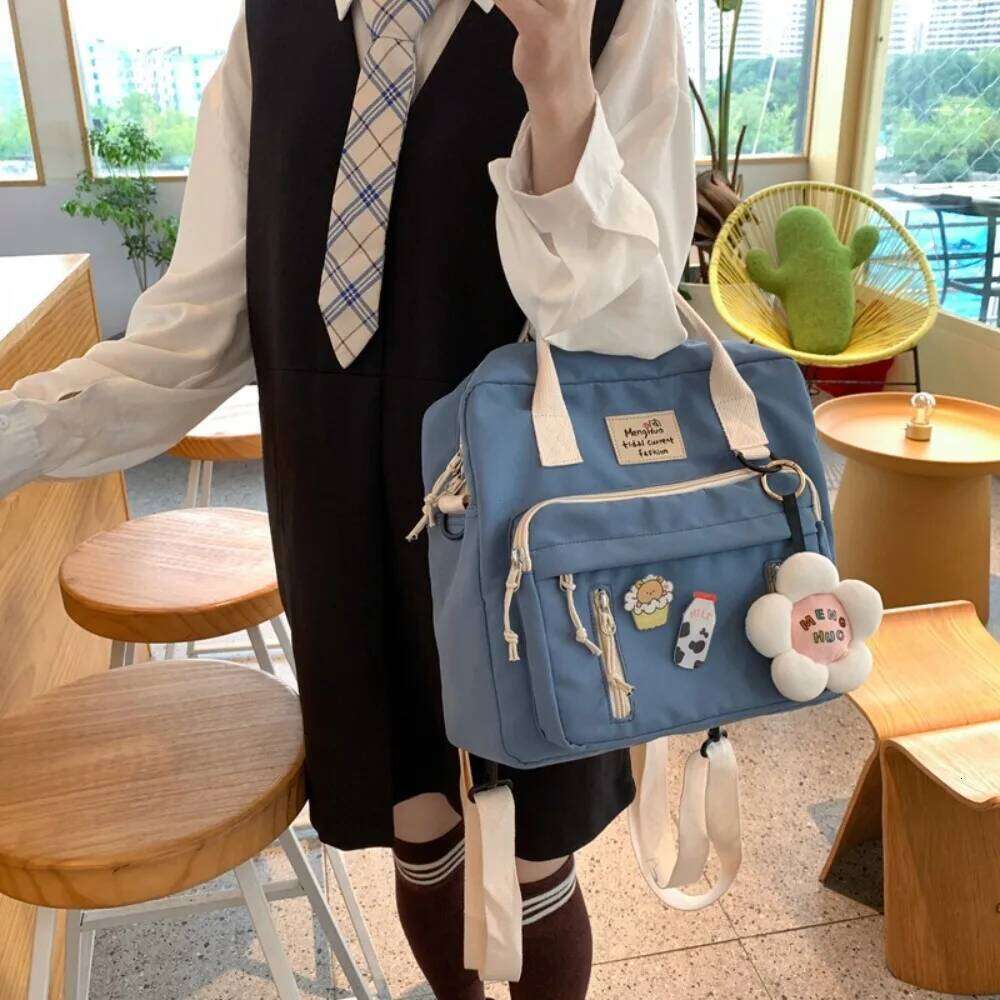 3 In 1 Backpack for Teenage Girl Ring Buckle Portable Travel Shoulder Bag Female Small Schoolbag Badge Woman Rucksack Satchel