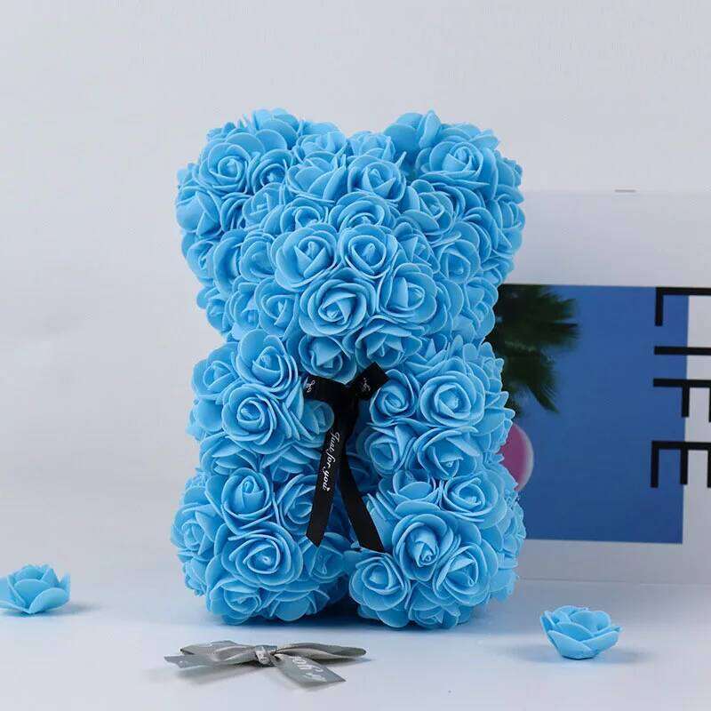 Immortal Rose Bear, Creative Simulation Flower, Mothers Day,Wedding, Valentine's Day Gift, New Year Gift for Girlfriend, 18cm Y260131