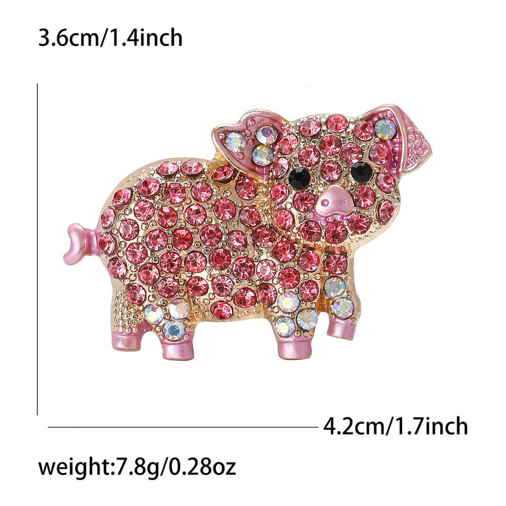 Animal New Diamond-Encrusted Pink Little Pig Fashionable Exquisite Clothing Personality Versatile Brooch