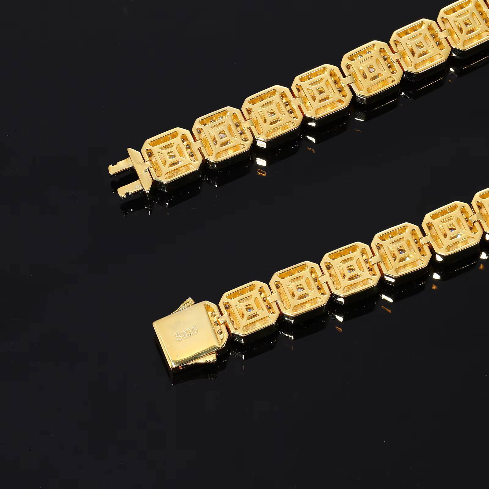 Luxury Diamond Crossing Yellow Gold Vvs Moissanite Tennis Bracelet Pass Diamond Tester 925 Sterling Silver Fashionable Bracelet