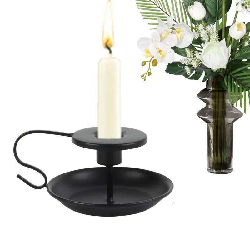 Black Holders Vintage Candle Stand Decorative Candelabras For Mantle Desktop Fireplace Floor Bedroom Bathroom Wedding Y260131