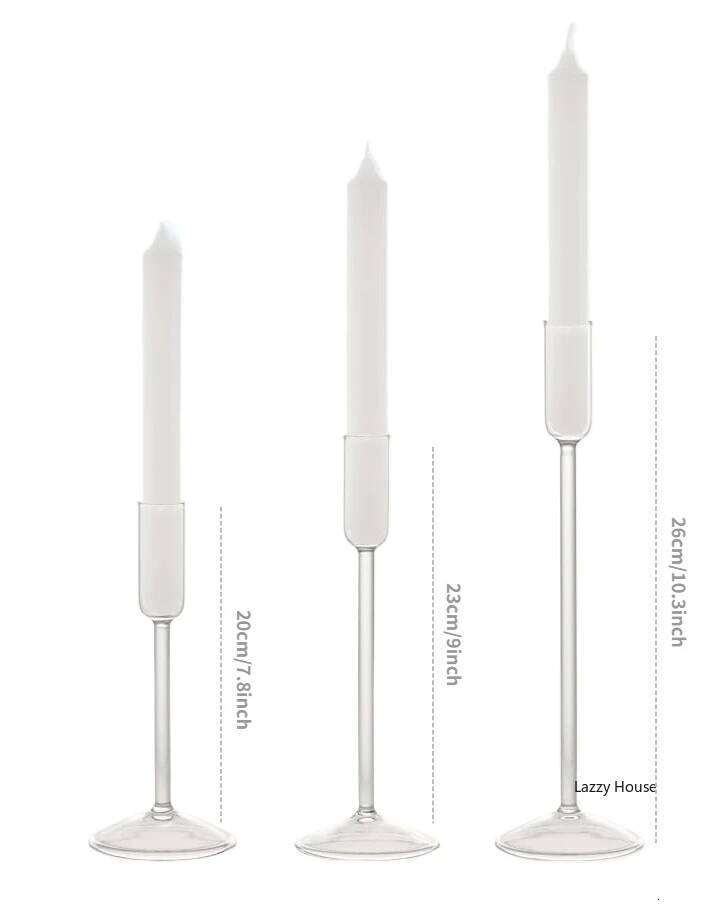 Minimalism Glass Candle Holders for Candlesticks Christmas Events Party Wedding Centerpiece Decorations Home Decor Bulk Set Y260131