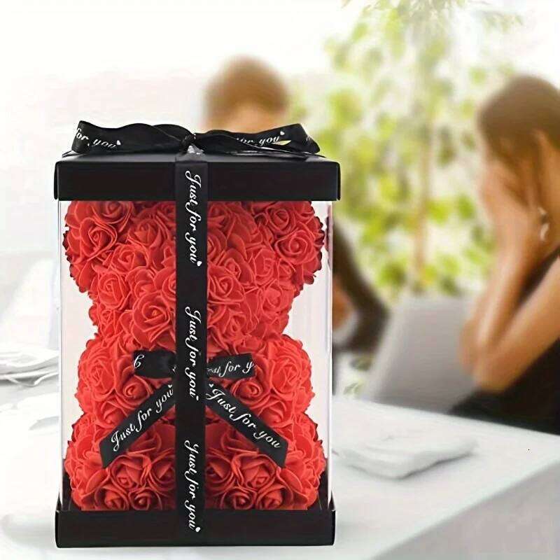 Artificial Foam Immortal Rose Bear - Perfect for Valentine's Mother's Day, Anniversaries, Weddings, Birthdays and Christmas Y260131