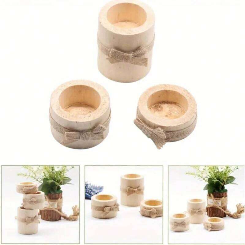 Wooden Candle Holder with Multiple Sizes Rustic Tealight and Votive Design for Home Decor Natural Log Style Excluding Candles Y260131