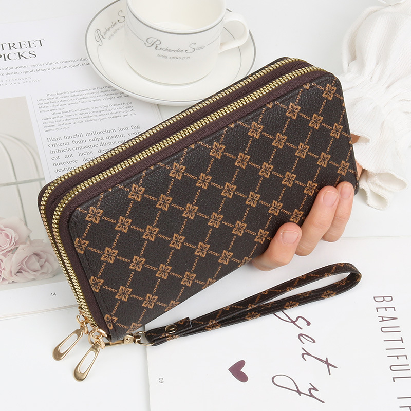 Ladies' Long Wallet New Fashion Double-Layer Zipper Pouch Purse Large Capacity Multi-Card Holder ID Money Clip Wallet Multifunctional Luxury Wall