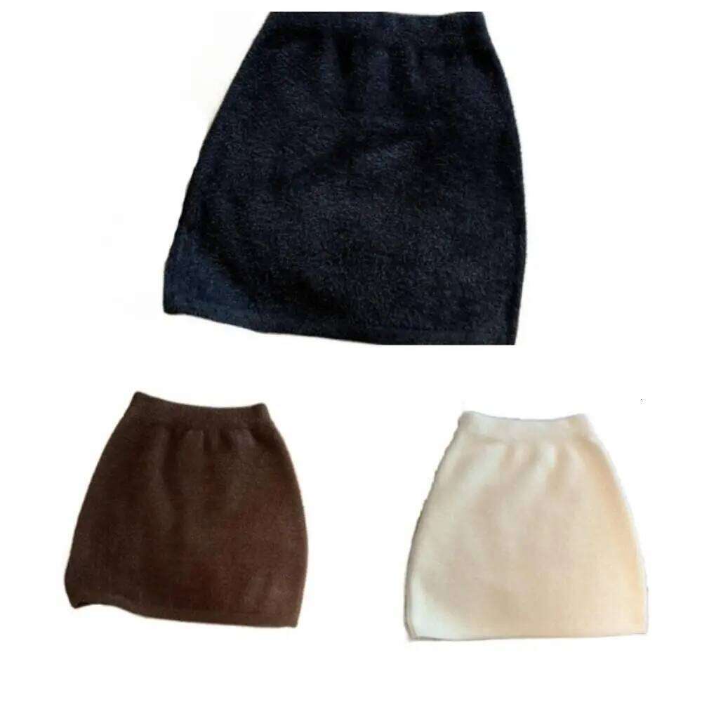 Sweet Imitation Mink Fleece Spicy Girl Style Autumn Winter Short Mini Skirts Ins Retro High Waist A-line Skirt Lady XJ260131