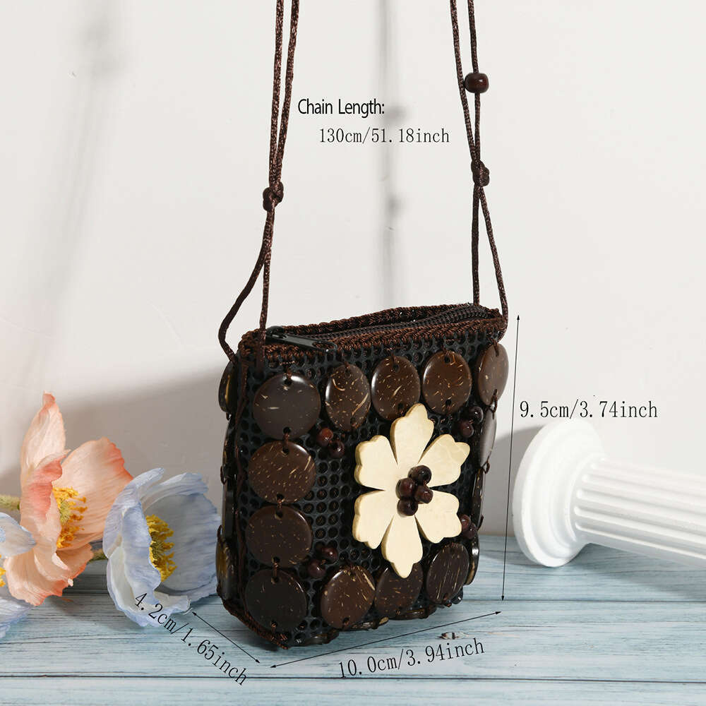 Unique Ethnic Style Coconut Shell Handwoven Crossbody Women's Bag