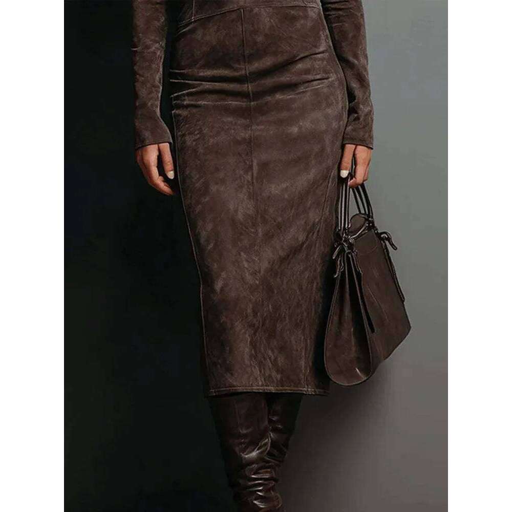 Spring Autumn Sexy Slim Midi Dress For Female Fashion Half-high Collar Long Sleeves Dresses Ladies Foreign Style Party Vestidos XJ260131