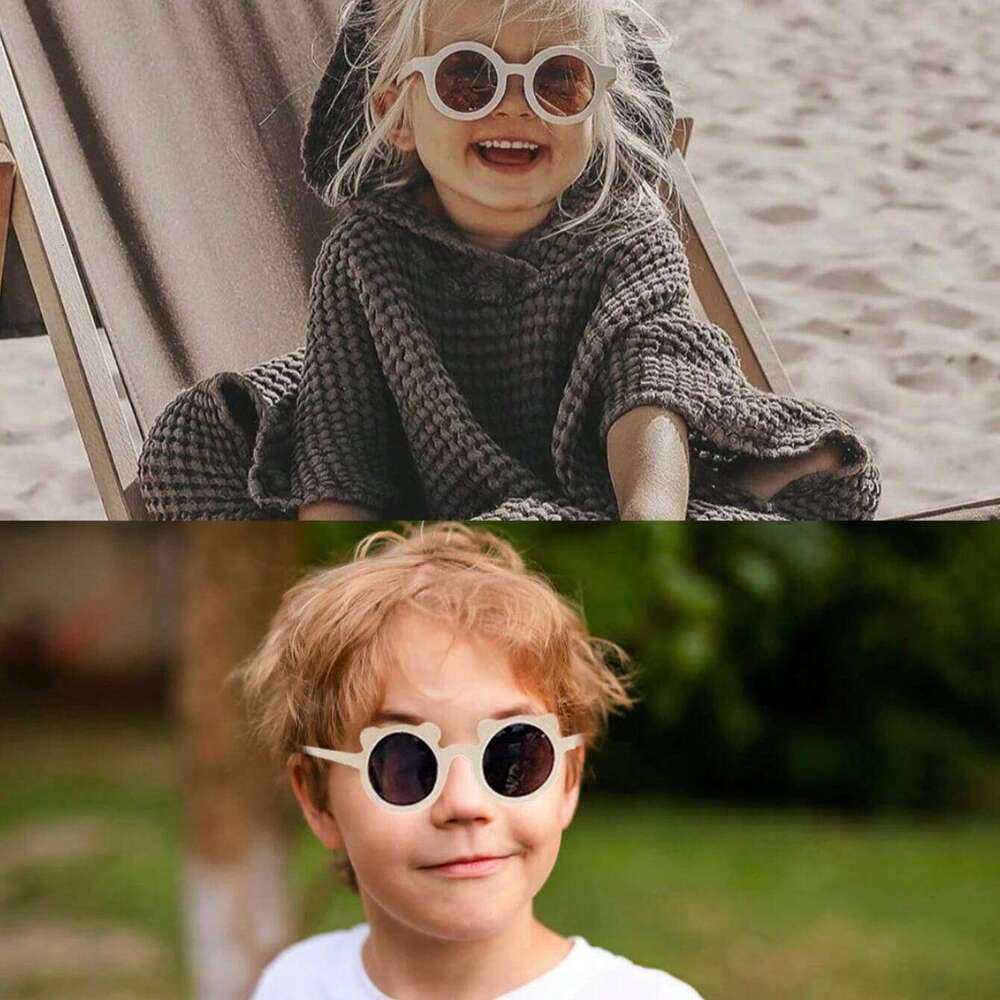 2Pcs Cute Round Bear Kids Fashion Glasses Protection Eyewear,Card Only Show,Don't Shipping H260130