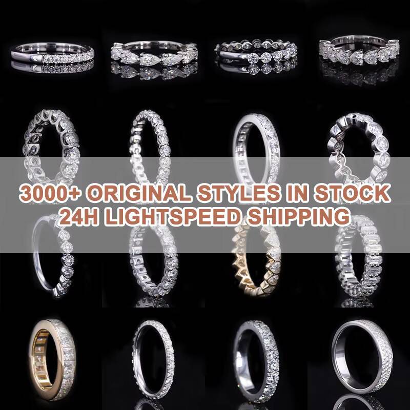 With Gra Certificate Vvs1 Moissanite Diamond Round 925 Sterling Silver Full Eternity Ring Band Wedding Engagement for Women Men