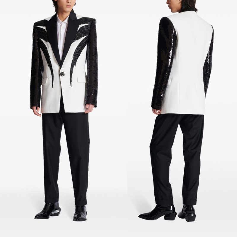 Fashion Mens Suits 2 Pieces Jacket Pants Peaked Lapel Single Breasted Rhinestones Beading Special Occasion Party Customized traje de hombre