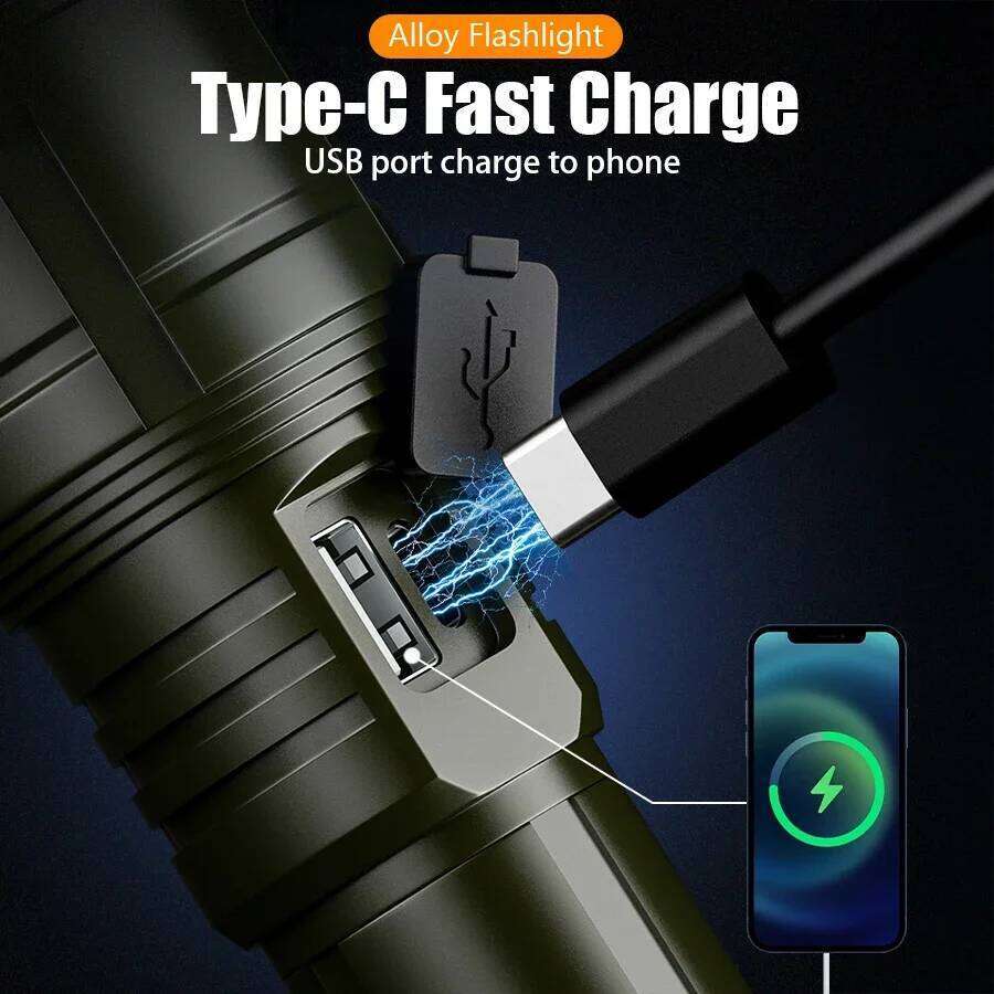 3000LM Led Flashlight Outdoor Zoom Rechargeable Waterproof Flashlights Strong Focused Source Can Light a Flame H260131