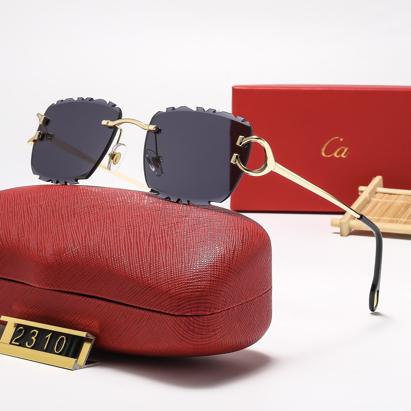 luxury Designer Sunglasses For Women Metal frame without frame hoof buckle Classic Outdoor Leisure Beach Exquisite man Polygonal lens Sunglassess