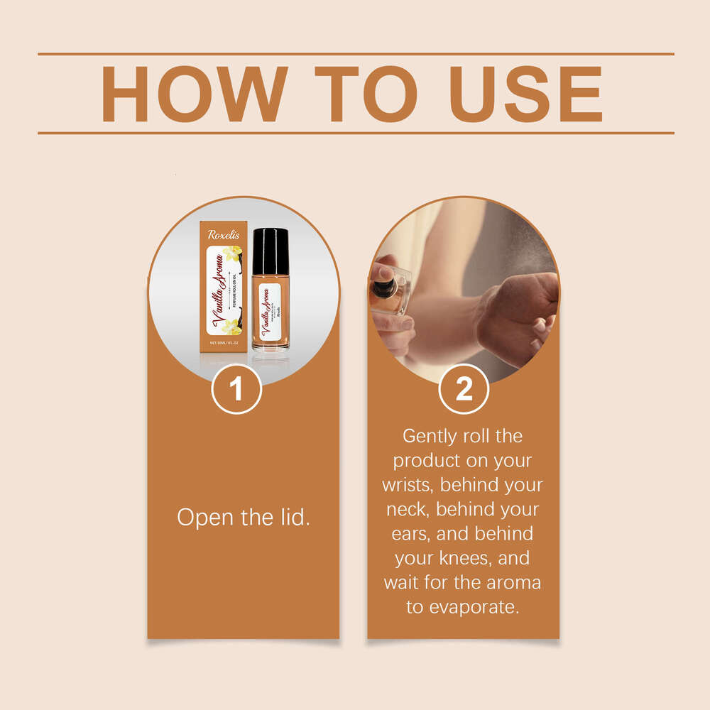 Roxelis Vanilla Scented Orange Roll-On Long-Lasting Fragrance Light Scent Date Charm Elegant Temperament Portable Perfume S260131