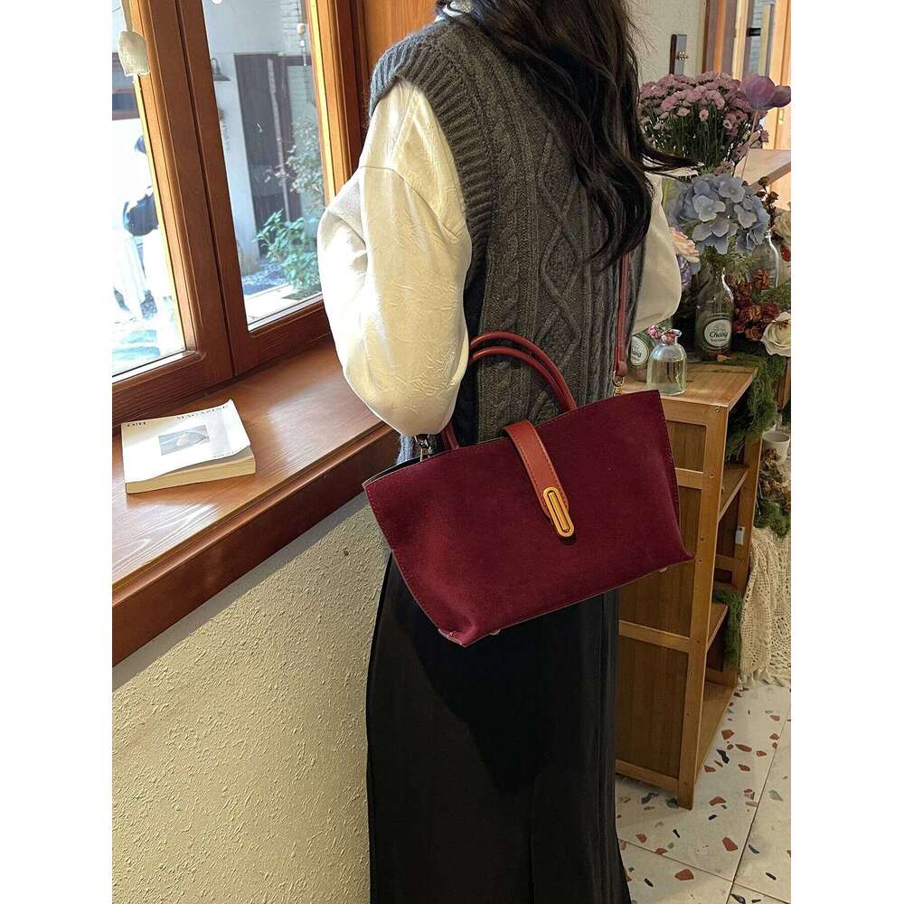Suede Velvet Handbag Crossbody Mother Single Shoulder Women's Bag Fashionable Casual Clutch for Ladies XJ260131