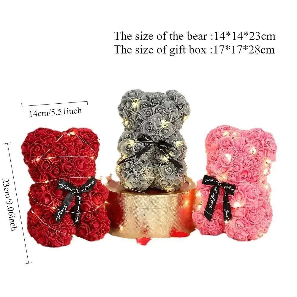 Artificial Flower Eternal Rose Teddy Bear Birthday Anniversary Gifts & Decor Miniatures A for my Girlfriend Valentine's Day Y260131
