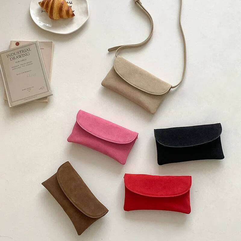 Faux Suede Waist Fashion Flap Pocket Crossbody Shoulder Mini Square with Magnetic Closure Women Purse for Mobile Bag XJ260131