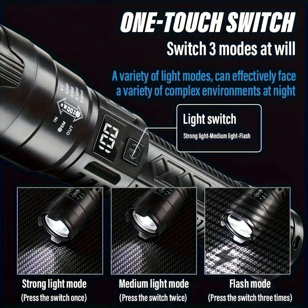 High Strong Power Led Flashlights Tactical Flash Light Torch Ultra Bright Lamp USB Charging Camping Fishing Defensa Zoom Lantern H260131