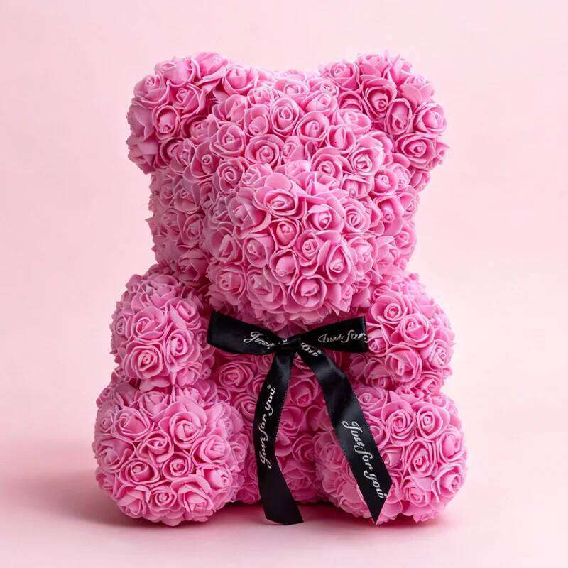 25cm Artificial Flower Eternal Rose Teddy Bear Christmas Birthday Valentine's Day Anniversary Gift for Home Wedding Decor Y260131