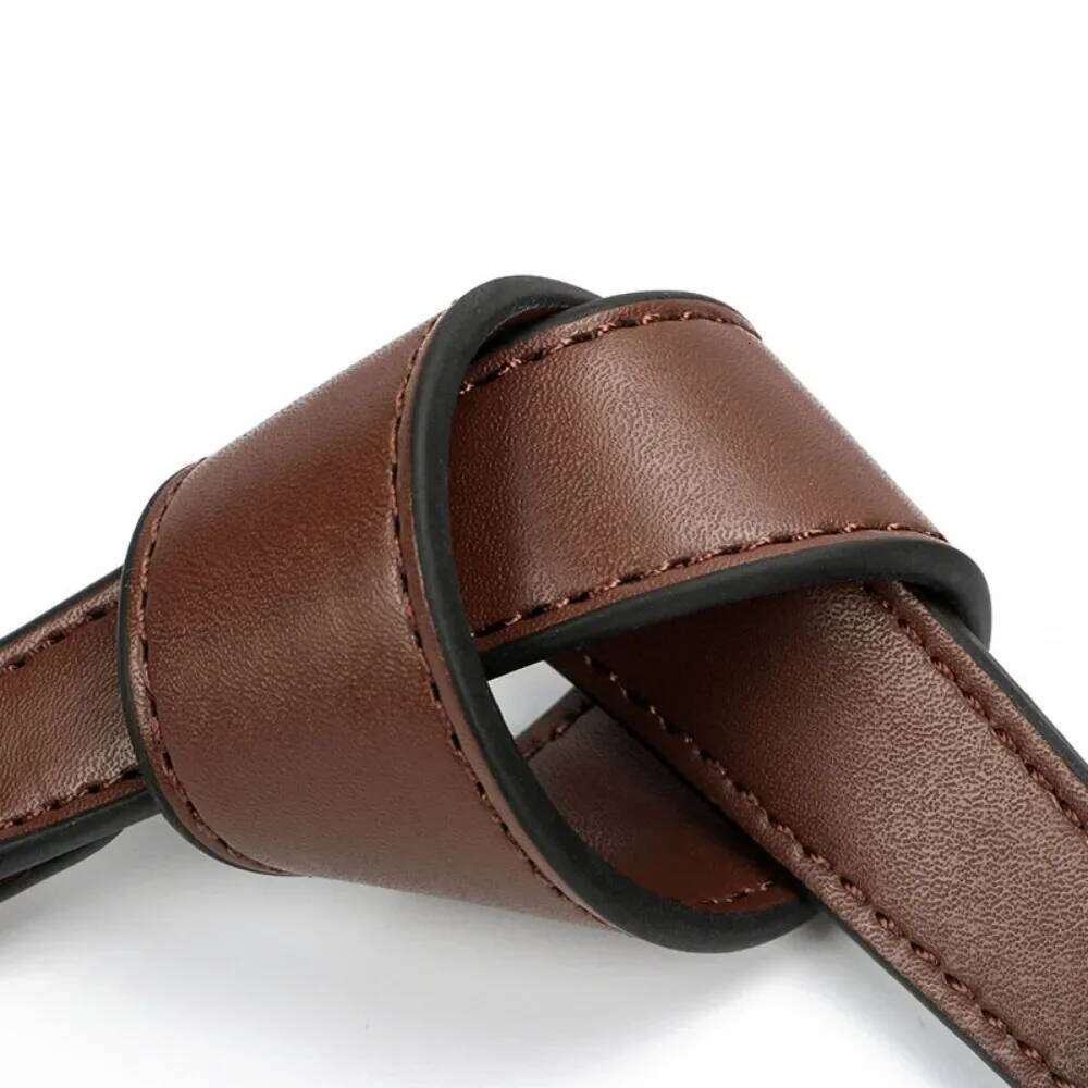 100% Genuine Leather Handbags Handles For Handbag Short Purse Strap Golden Buckle Replacement Bag Belt Band
