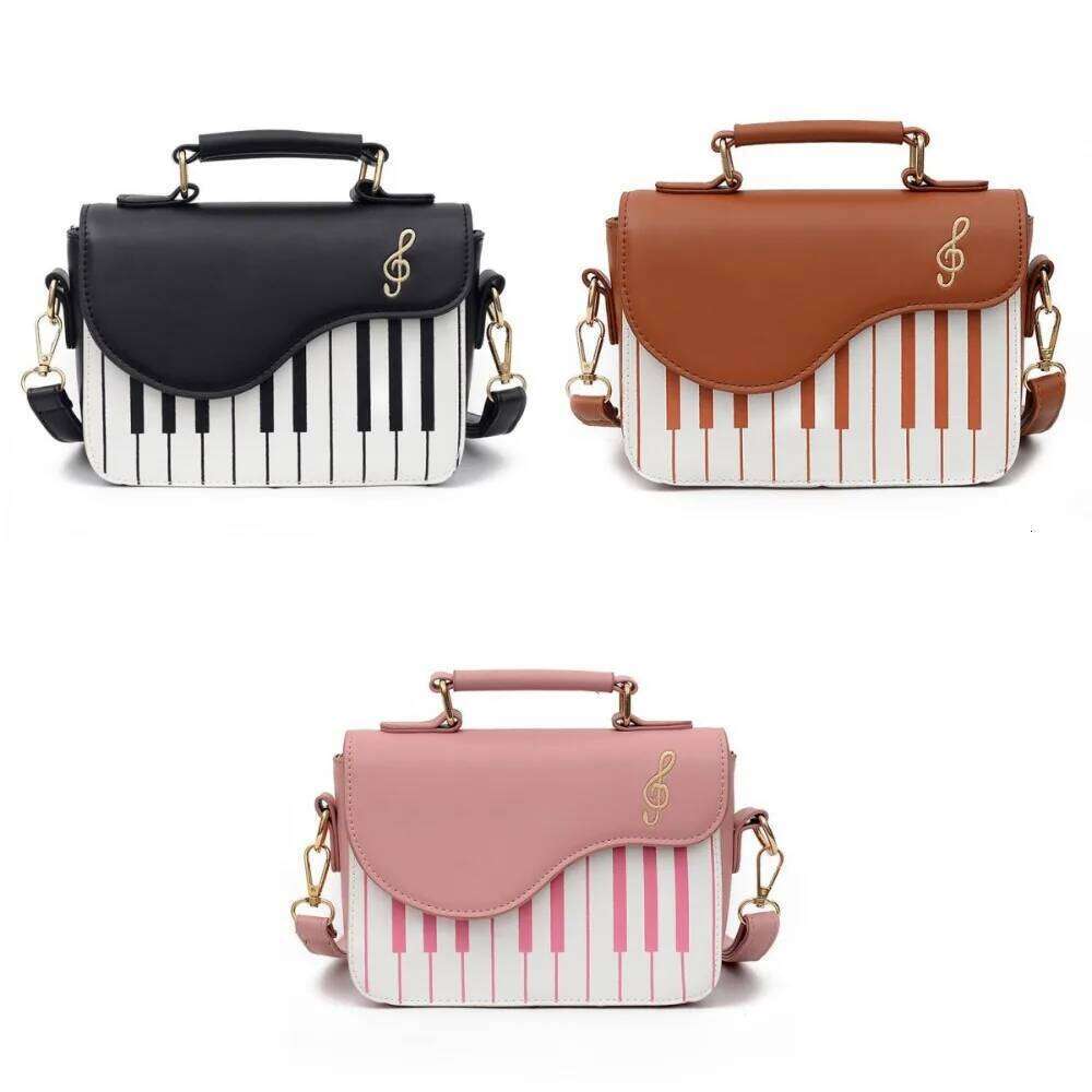 Simple Vintage Piano Pattern Shoulder Crossbody Black Mini Square Large Capacity Elegent PU Leather Bag Shopping XJ260131