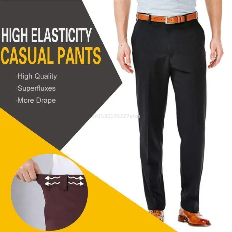 High Stretch Mens Classic Pants Spring Summer Casual Waist Trousers Business Drop 260120
