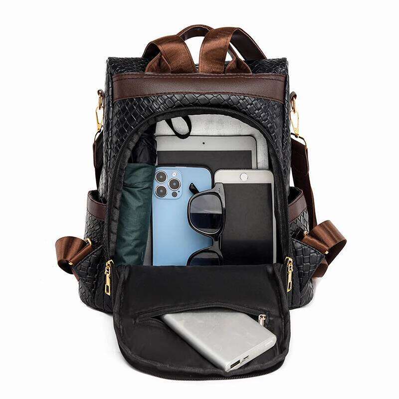 Fashion Woven Design Backpack Luxury Brand Women's Backpacks High Quality Leather Large Capacity Bagpack Girl's Travel Mochilas