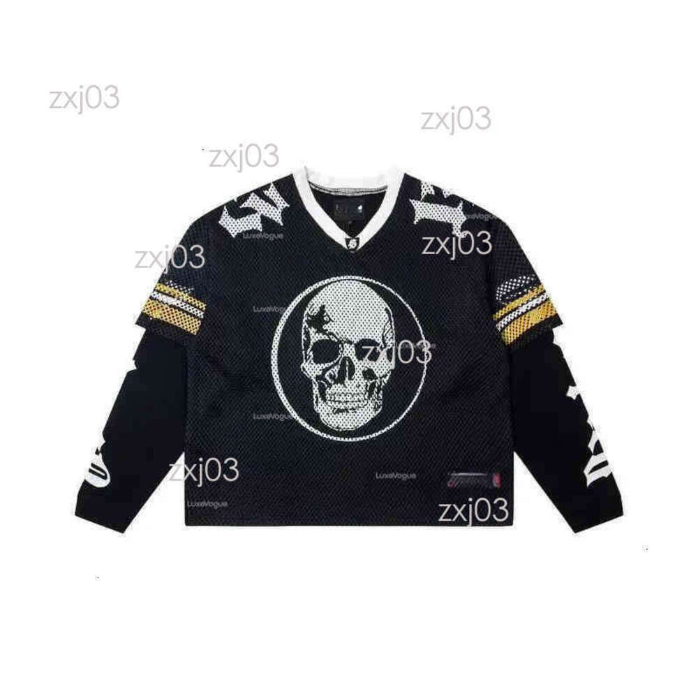 New God Speeds Streetwear Designer Mens Shirt Brand Sporty Skull High Street Hip-Hop Printed Mesh Jersey Casual Sports Pullover Godspeedly Long-Sleeved Shirt 91C