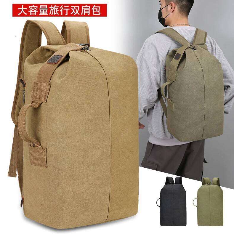 Large-capacity travel backpack, fabric-reinforced, drawstring closure, double-shoulder bag