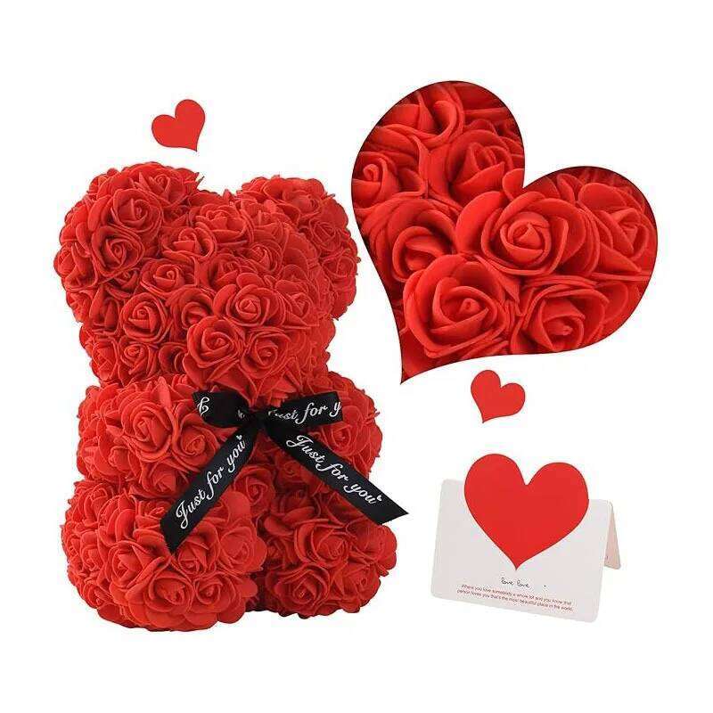New Flower Eternal Rose Teddy Bear for Mom Mother's Birthday Valentine's Day Anniversary Gifts & Artificial Decor Y260131