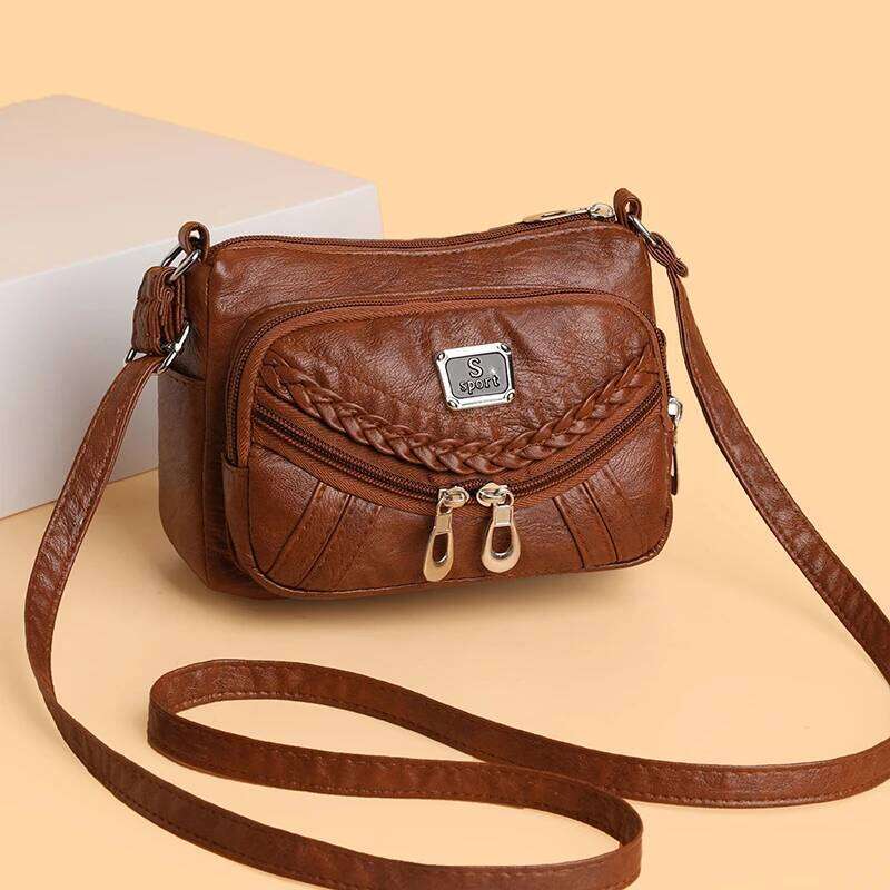 Fashion trend four-season soft leather multi-compartment multi-pocket high-end single-shoulder crossbody bag for women's handbag