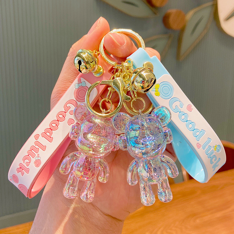 Rhinestone Luxury Keychain Cute Bear Electroplated Bear birthday gift Pendant Fashion Car Key Ring Bag Charm Exquisite Fashion Accessory Ideal Gift fo