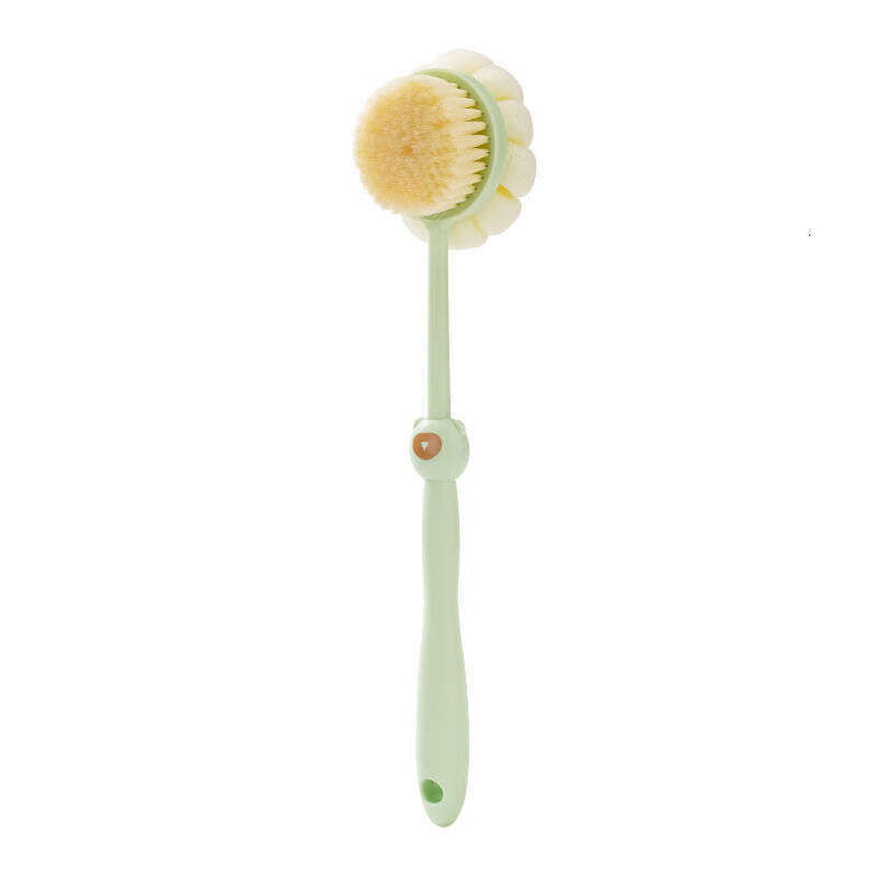 Bathing Green Long Handle Soft Bristle Double-Sided Bath Brush Exfoliating Dirt Removal Back Scrubber Tool S260131