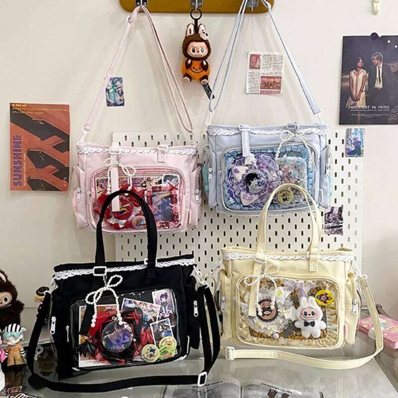 Japan Style Ins New Crossbody Candy Color Kawaii Girl Transparent Bar Pain Fashion Lace Lightweight Women Shoulder Bag XJ260131