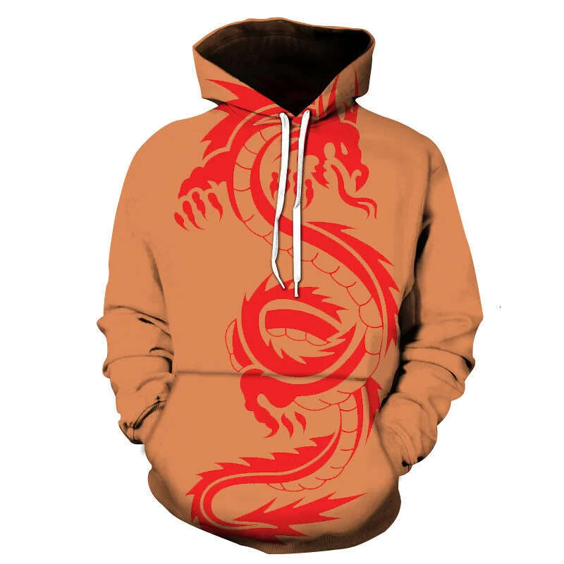 New Autumn And Winter 3D Digital Printed Chinese Auspicious Culture Logo Hoodie Men's Loose Comfortable Casual Luanyun Luanyun