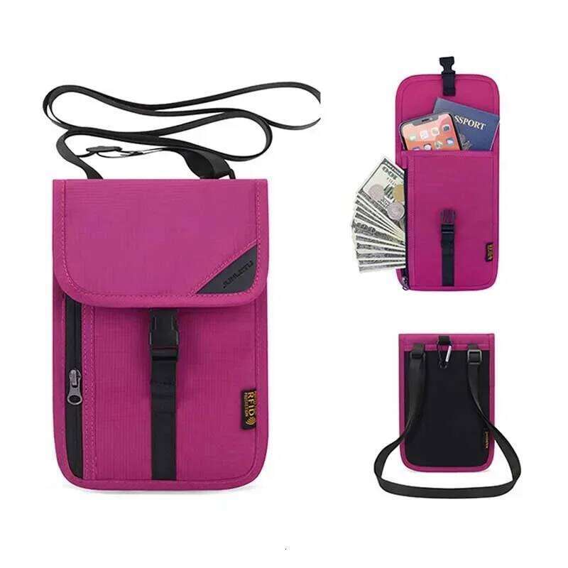 RFID Multifunction Anti-theft Wallet Hidden Neck Pouch Passport Cover Cards ID Card Holder for Men Women Travel