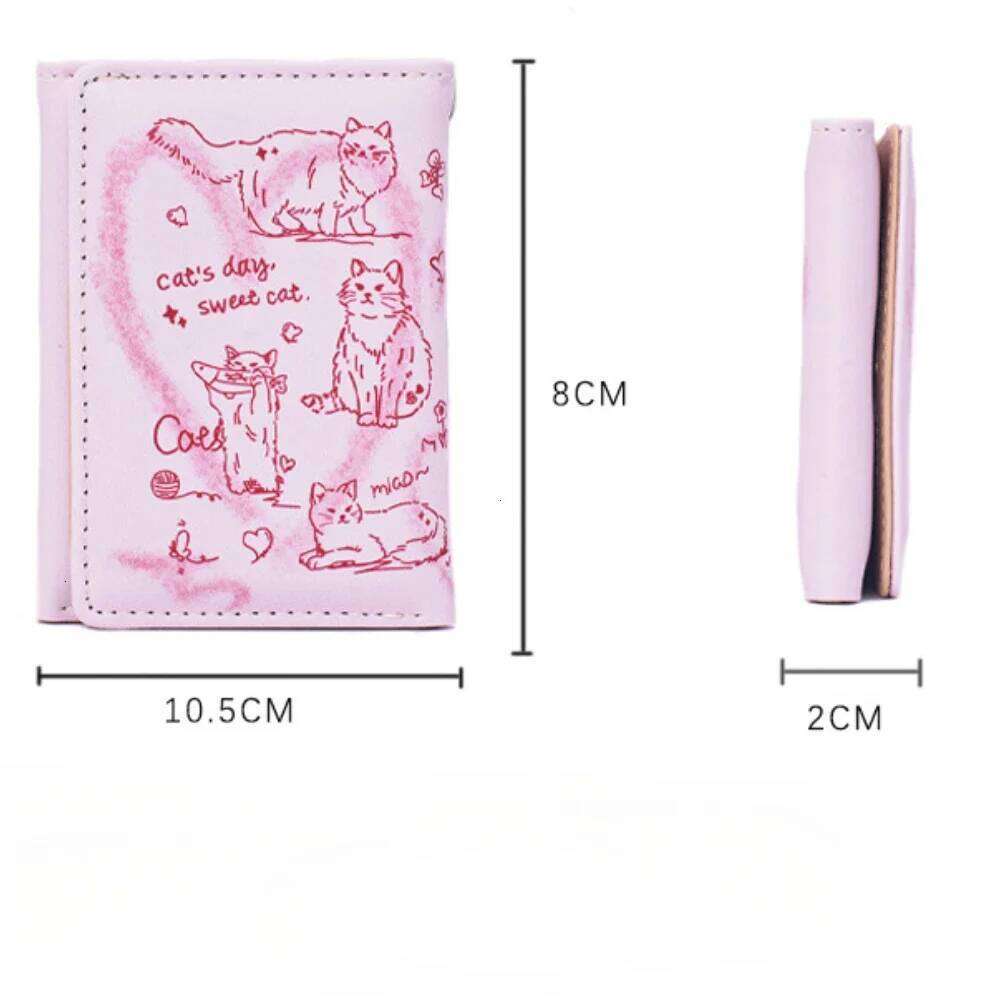 2025 New Women Wallets Female Leather Purses Card Holders Graffiti Cat Portable Coin Purse Large Capacity Money Bag Cute Wallet