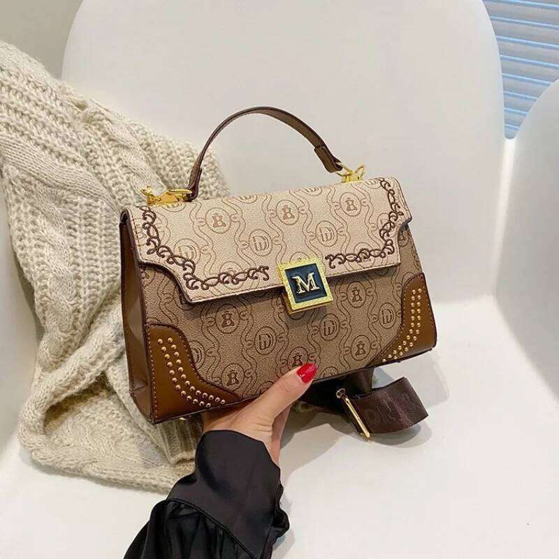 European and American Vintage Fashion Ladies' Retro Casual Crossbody Bag Comfortable Wide Shoulder Strap Handbag