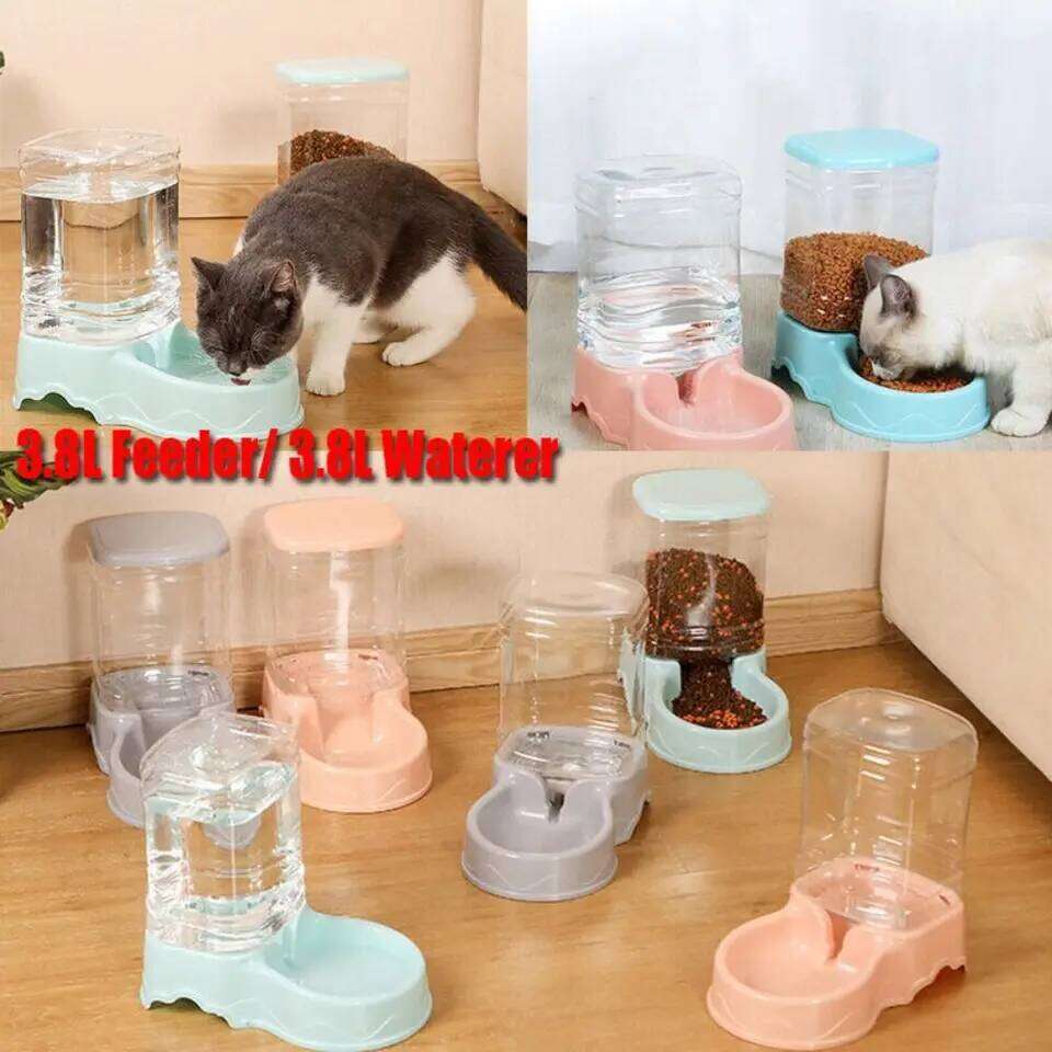 3.8L PP material feeder Water Fountain Drink Bowl Automatic Pet Feeder Large Cat Dog Food Dispenser 26W01131