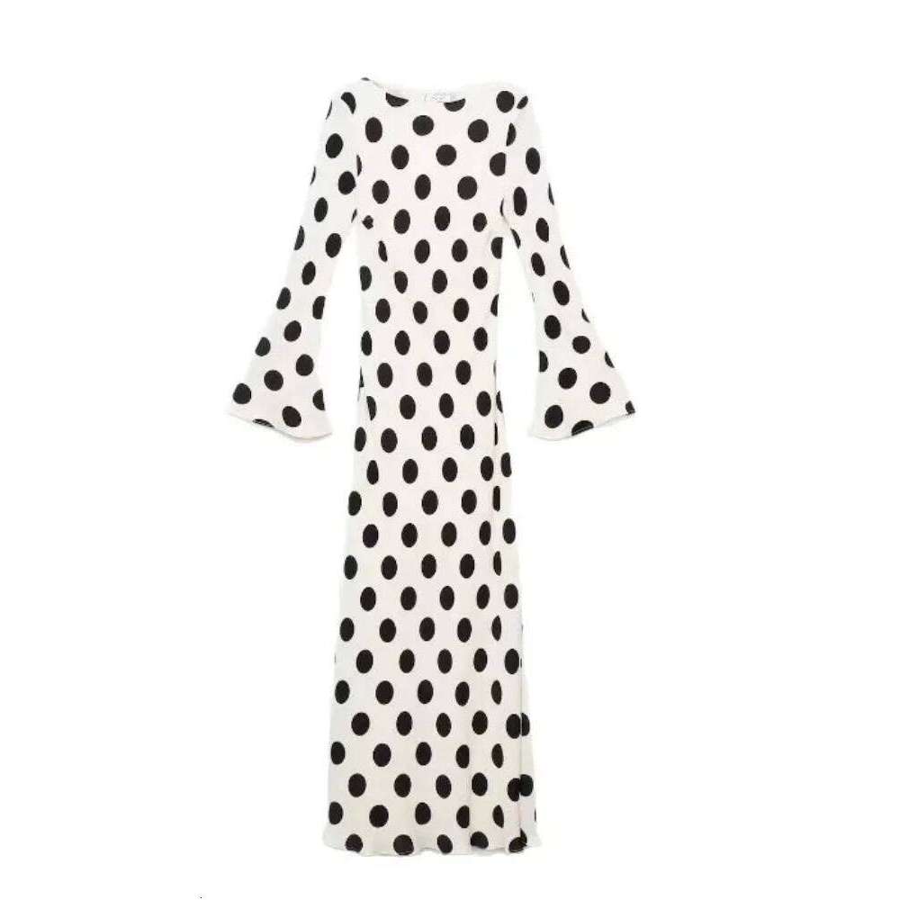 2025 Summer Fashion Series New Women's Elegant Dress Tight Sexy Horn Sleeve Wave Point A Skirt Vacation Long Run XJ260131