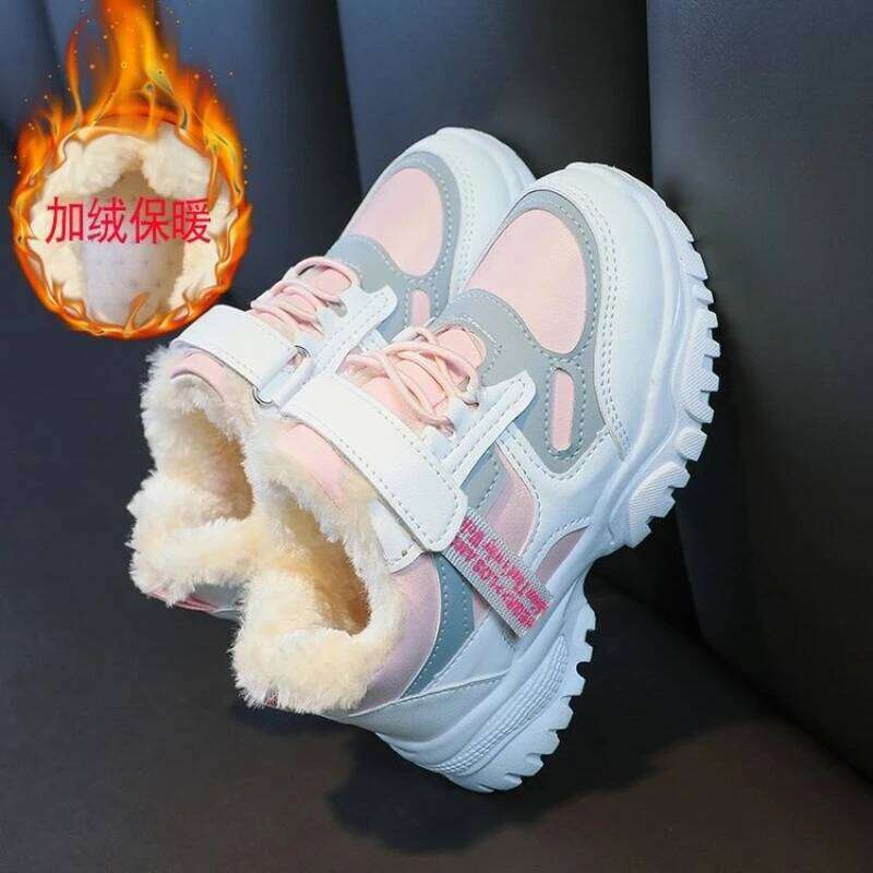Winter Kid Casual Sneakers Boy Girl Running Sports Slip Resistant Toddler Baby Warm Cotton Shoes Fashion Children Footwear Y260128