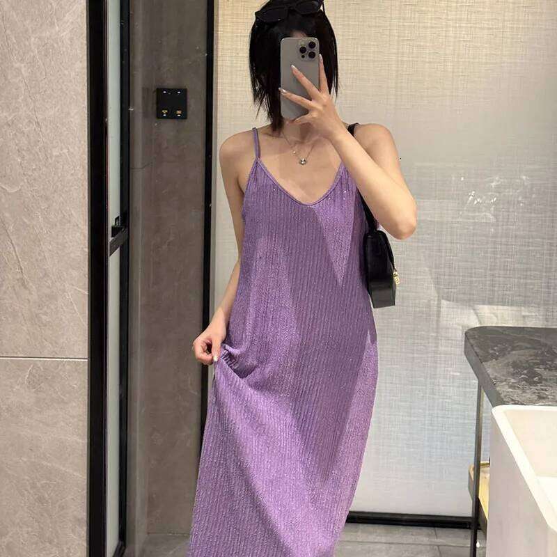 Women's Summer Spaghetti Strap Dress Solid Color Casual Loose Maxi Beach Sundress Female Sexy Sleeveless Backless Long Dresses XJ260131