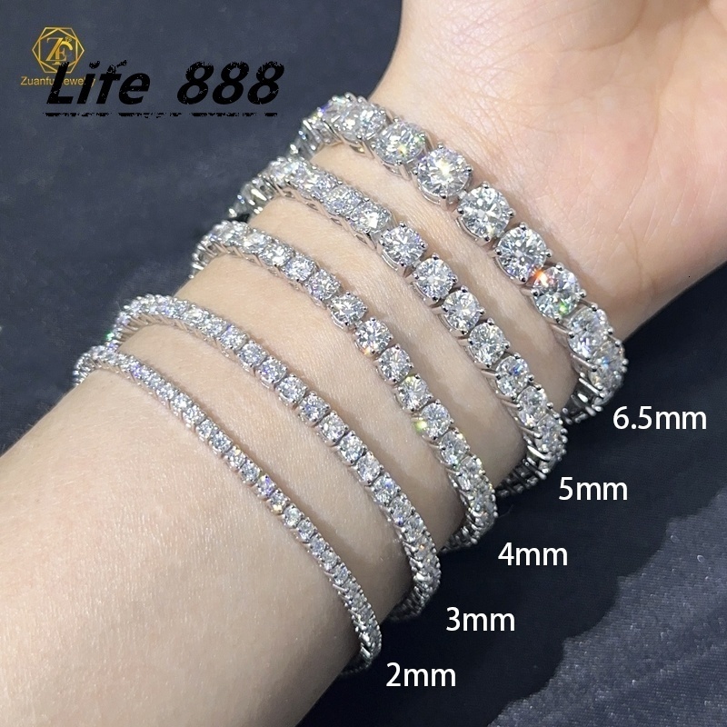 3mm 4mm 5mm DEF VVS CVD HPHT Lab Grown Diamond 14k 18k Real Solid White Gold Tennis Bracelet Women Fine Jewelry