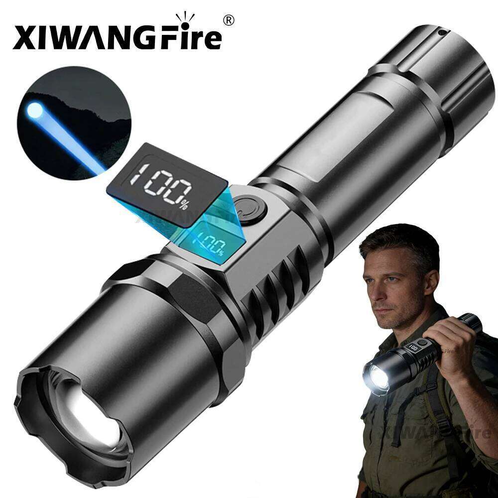 Super Bright LED Flashlight USB Rechargeable Flashlights with Tactical Zoom High Power Spotlight Outdoor Camping Fishing Torch H260131