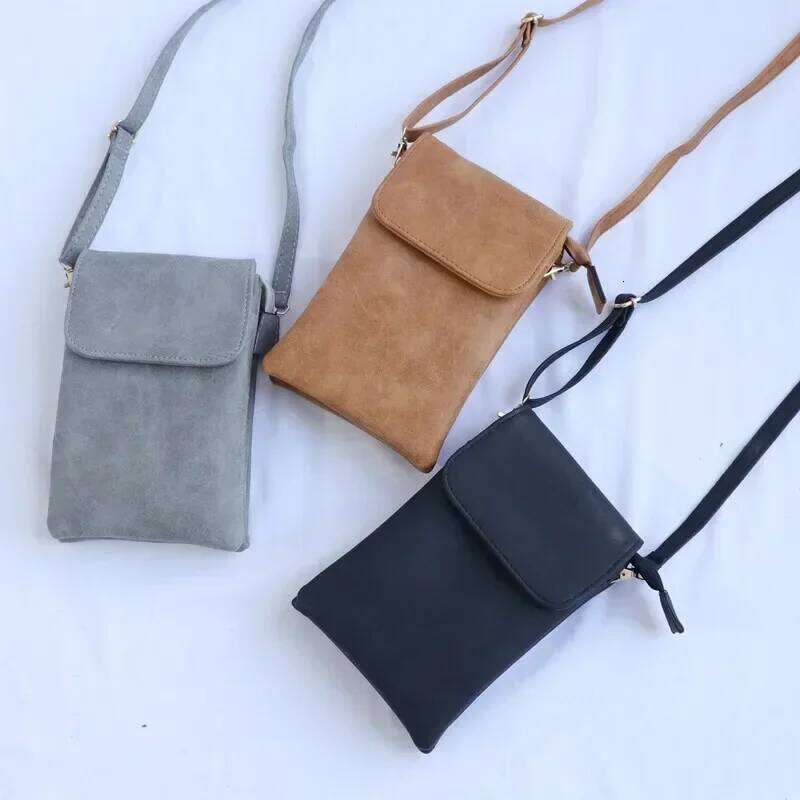 Fashion Crossbody PU Leather Mobile Phone Purse Bags Solid Flap Messenger Bag Small Female Shoulder Handbag for Women