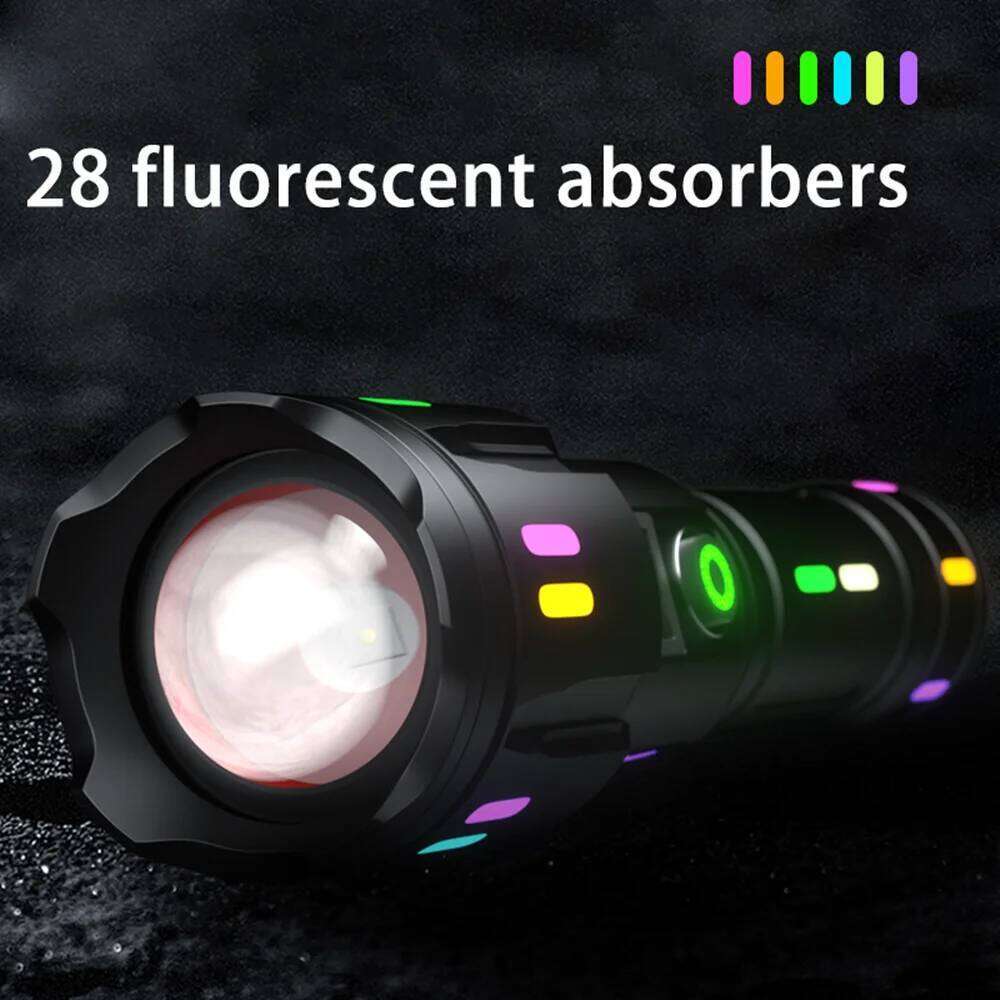 High Power Spotlight Long Range LED Flashlight With Luminous StripsTail Glass breaker Zoomable Torch For Camping Emergency H260131